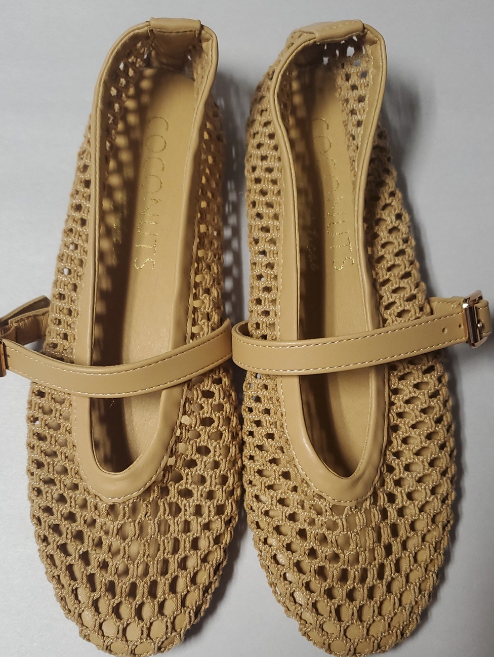 Coconuts By Matisse Nolita Fishnet Mary Jane Ballet Flat in Tan Size 8 - Picture 6 of 11